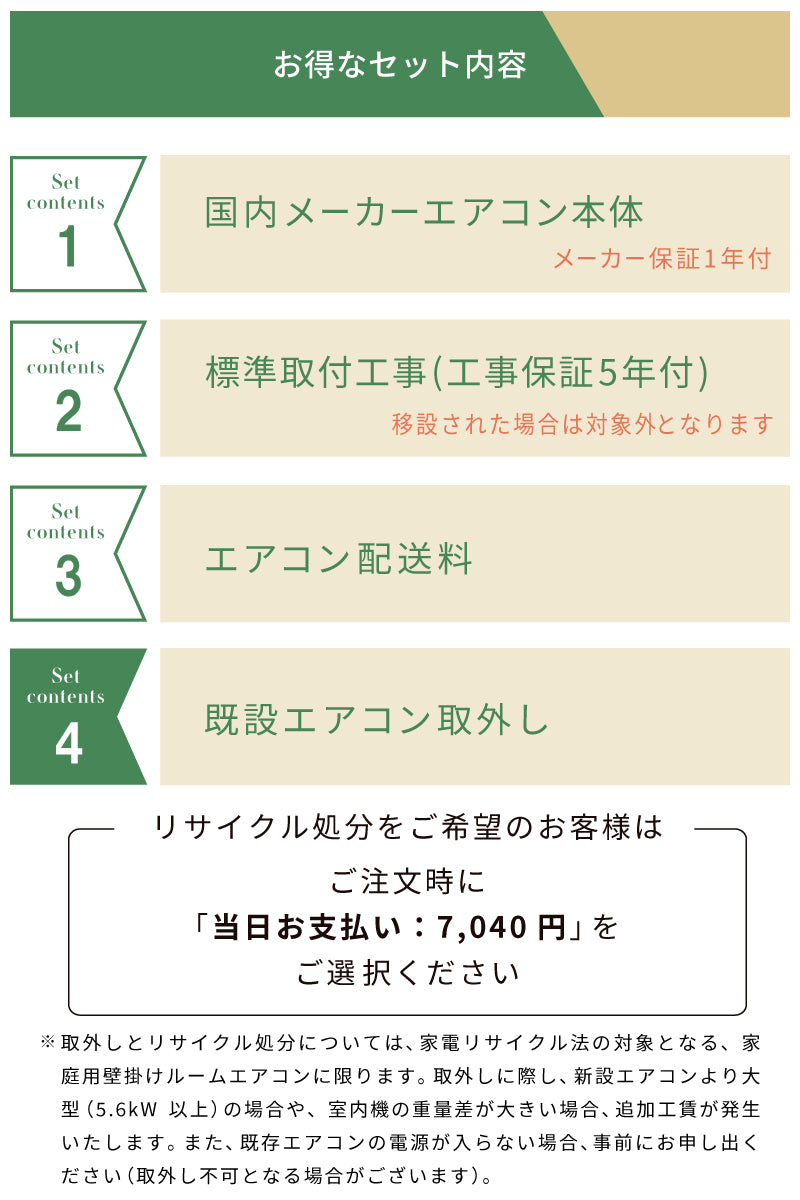 エアコン 14畳 工事費込み 入替 取外 2025年モデル 4.0kW (200V) 工事保証5年 当店選定